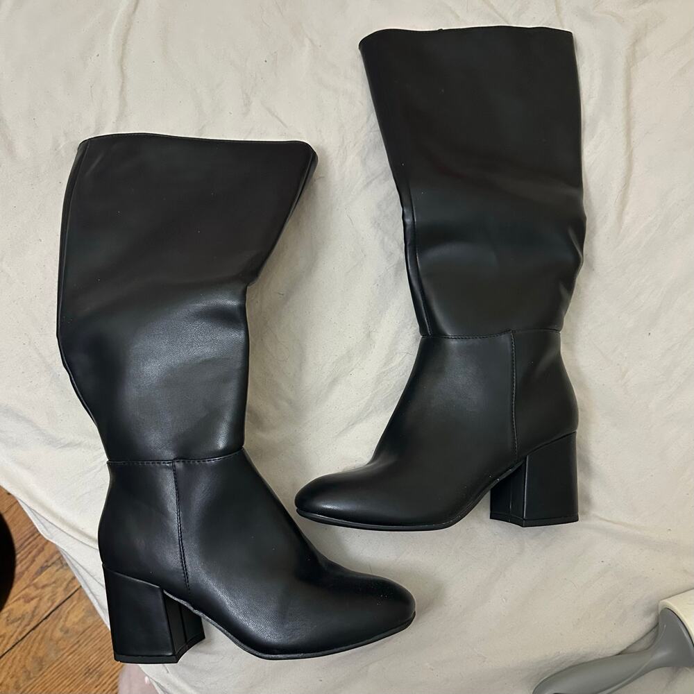 Women’s Knee High Boots Black Size 7 Kohls So Selina Faux Leather‎ Fashion Wear